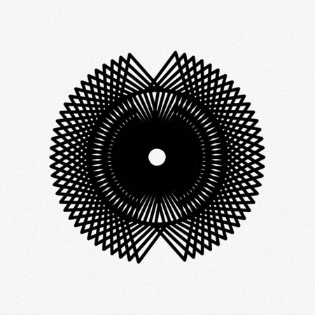 Circular geometric element of radial , lines. Abstract black illustration. Geometric circle motif,...