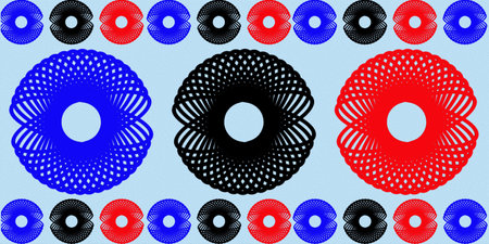 Multicolor Circle mandala 3D illustration, spirograph, geometric background. Concept for desktop wallpaper, banner, etc.の写真素材