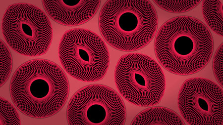 Bright, pink, black geometric circle pattern. Abstract design, 3D illustration for wallpaper, fabric, print.の写真素材