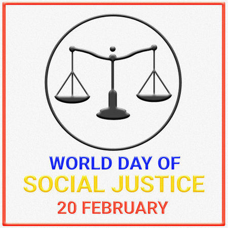 World Day of Social Justice. 20 February. world social justice day design template 3D illustrationの写真素材