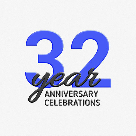 32th anniversary celebration design. festive illustration. Realistic 3d sign. Party event decorationの写真素材