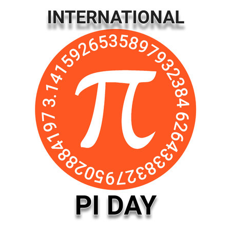 International Pi Day. Pi symbol. 3D illustration on white background. Holiday concept. Template for background, banner, card, posterの写真素材