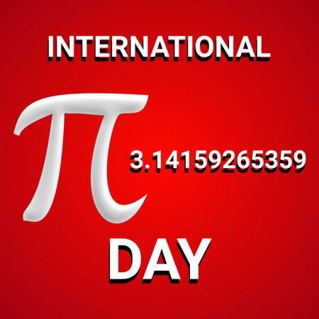 Illustration of International Pi Day background with text and white color. Holiday concept. Template for background, banner, card, posterの写真素材