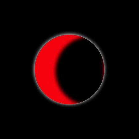 A 3D Illustration of a red moon on a black background