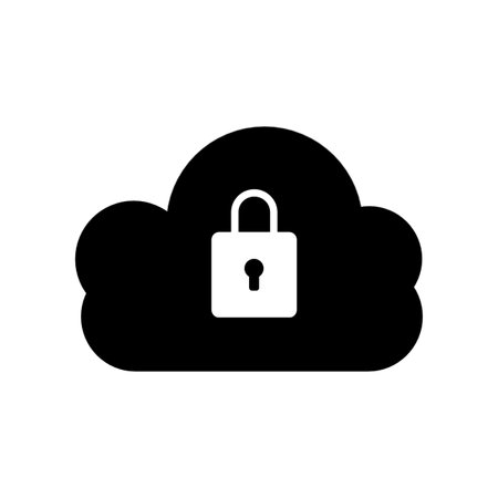 Cloud security icon isolated on black background. Flat design style illustration.の写真素材