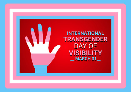 International Transgender Day of Visibility illustration. Handprint with the colors of the transgender pride flag icon. Transgender Day of Visibility Poster, March 31.の写真素材
