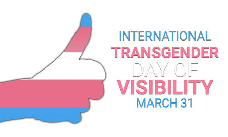 International Transgender Day of Visibility illustration. thumbprint with the colors of the transgender pride flag icon. Transgender Day of Visibility Poster, March 31の写真素材