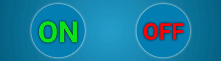Illustration of an isolated ON and OFF icon on a blue background