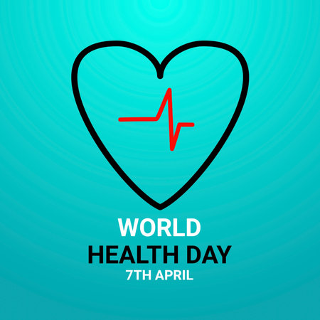 World Health Day 3D illustration design template with stethoscope on Turquoise background.の写真素材