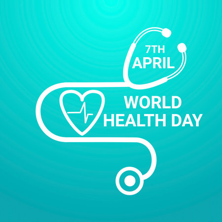 3D illustration on the theme of World Health Day observed on April 7th every year. stethoscope and heartの写真素材