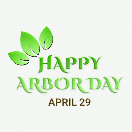 Happy Arbor Day greeting card with green leaves. April 29.  Illustrationの写真素材