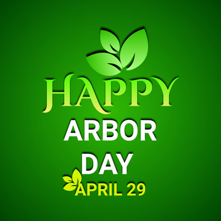 Happy Arbor Day. April 29. Green background with green leaves.  illustration.の写真素材