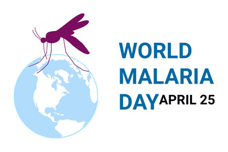 World Malaria Day. April 25. illustration of the world with a mosquito.の写真素材