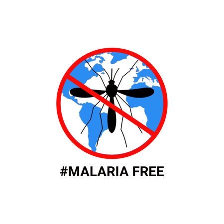 Malaria free sign. Stop the spread of the Malaria.Template for background, banner, card, poster with text inscription.の写真素材
