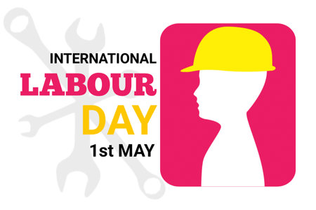 International Labour Day. 1st May. Holiday concept. Template for background, banner, card, poster with text inscription. illustrationの写真素材