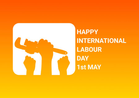 Happy International Labour Day. 1st May. Holiday concept. Template for background, banner, card, poster with text inscription.の写真素材