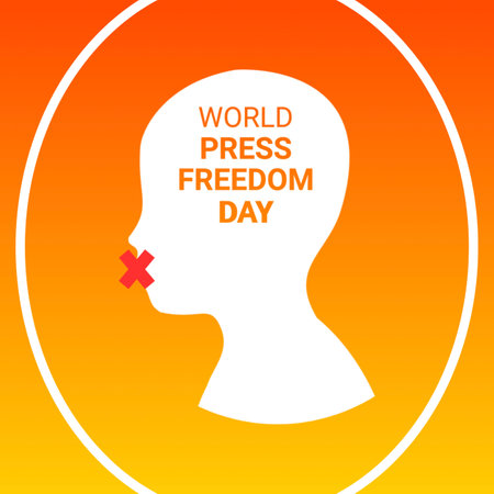 World Press Freedom Day. Silhouette of a man with a cross on his head. Suitable for greeting card, poster and banner.  illustrationの写真素材