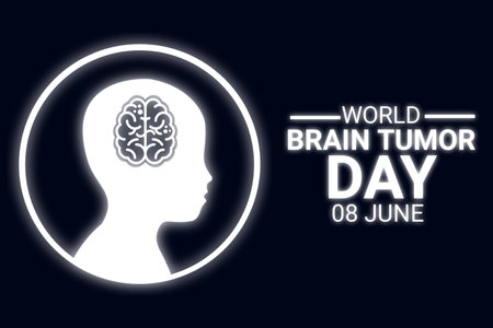 illustration of background for World Brain Tumor Day with human head silhouette. for banner, poster, flyerの写真素材