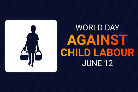 illustration of a Background for World Day Against Child Labour with a Silhouette of a child. June 12.の写真素材