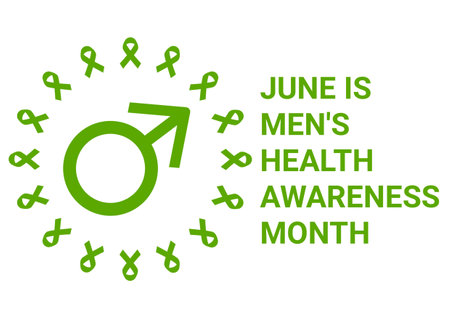 June is Men's Health Awareness Month. Holiday concept. Template for background, banner, card, poster with text inscription. illustrationの写真素材