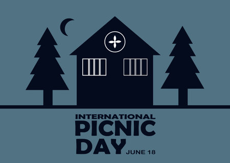 International Picnic Day Vector illustration. June 18. Holiday concept. Template for background, banner, card, poster with text inscription.のイラスト素材
