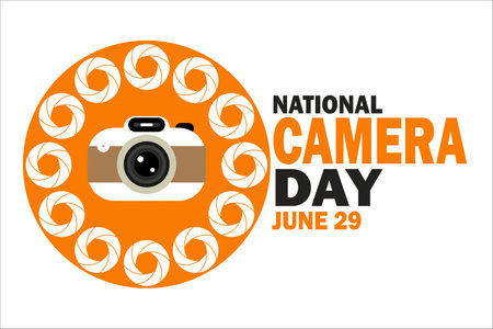 National Camera Day Vector illustration. June 29. Holiday concept. Template for background, banner, card, poster with text inscription.のイラスト素材