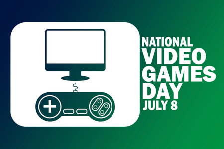 National Video Games Day Vector illustration. July 8. Holiday concept. Template for background, banner, card, poster with text inscription.のイラスト素材