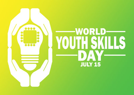 World Youth Skills Day. Vector illustration. July 15. Suitable for greeting card, poster and banner.のイラスト素材