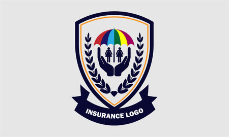 Family Insurance Logo concept. Vector illustration of a shield with a symbol of protection of a family.のイラスト素材