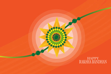 Indian festival happy raksha bandhan celebration greeting card with creative rakhi. illustrationの写真素材
