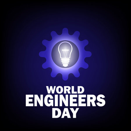World Engineers Day. Holiday concept. Template for background, banner, card, poster with text inscription. Vector illustration.のイラスト素材