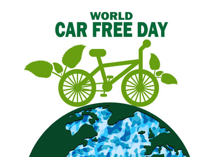 World Car Free day. Holiday concept. Template for background, banner, card, poster with text inscription. Vector illustration.のイラスト素材
