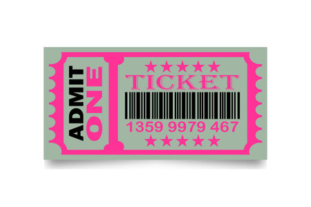 Admit One ticket. Vector illustration. Isolated on white background. Suitable for cinema, theater,...