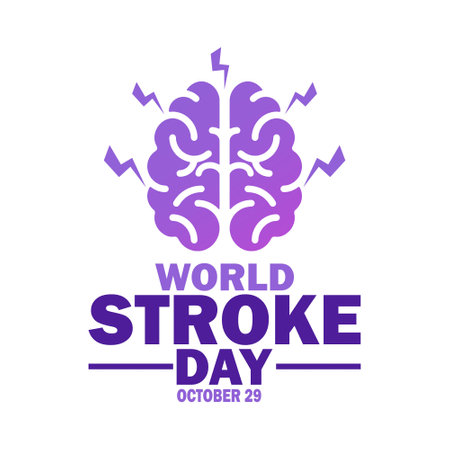 World Stroke Day Concept. Vector illustration. October 29. Suitable for greeting card, poster and banner.のイラスト素材