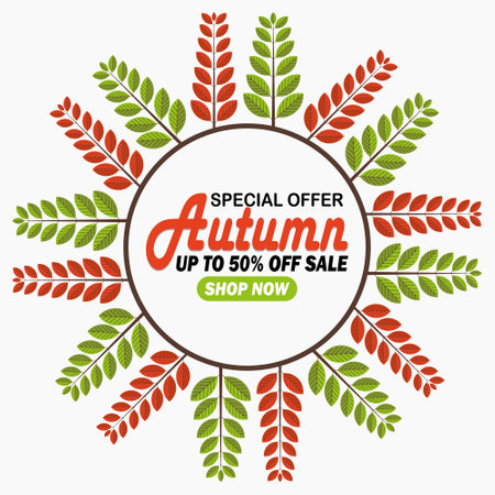 Special offer Autumn sale poster background. for shopping sale or promo poster. Vector illustration template.のイラスト素材