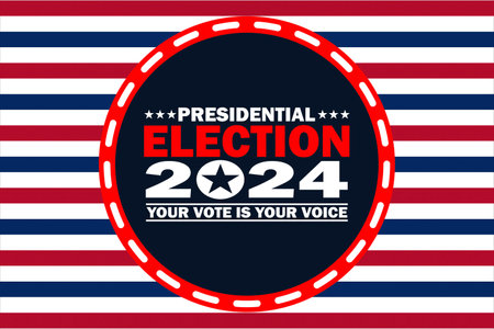 Presidential Election 2024 vector illustration. Your Vote Is Your Voice. Politics and voting concept.. Suitable for greeting card, poster and banner.のイラスト素材