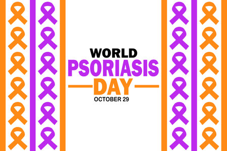 World Psoriasis Day. October 29. Holiday concept. Template for background, banner, card, poster with text inscription. Vector illustrationのイラスト素材