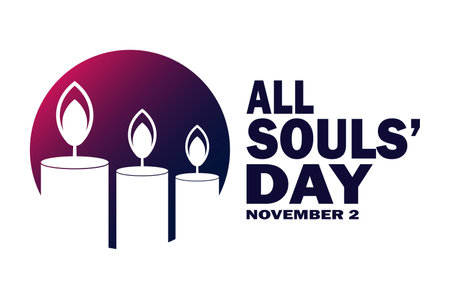 All Souls' Day. November 2. Holiday concept. Template for background, banner, card, poster with text inscription. Vector illustration.のイラスト素材