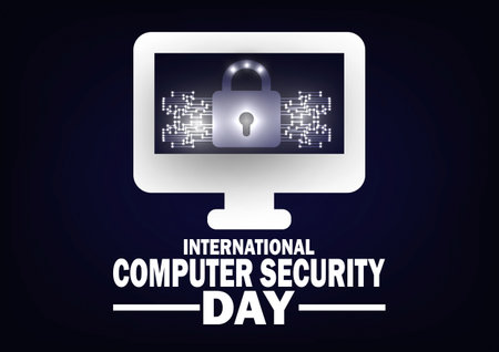 International Computer Security Day. Holiday concept. Template for background, banner, card, poster with text inscription. Vector illustrationのイラスト素材