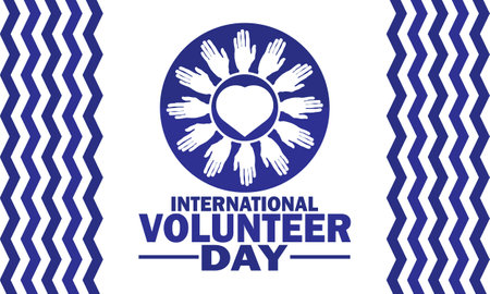 International Volunteer day. December 5. Design template for banner, poster, flyer.  Vector illustrationのイラスト素材