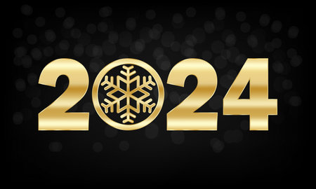 2024 golden number Background Design. Greeting Card, Banner, Poster. Vector Illustration.のイラスト素材