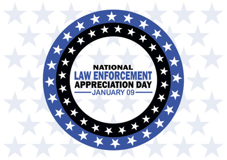 National Law Enforcement Appreciation Day Vector illustration. January 09. Holiday concept. Template for background, banner, card, poster with text inscription.のイラスト素材