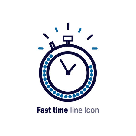 Fast time line icon. Fast time stop watch, limited offer, happy hour and deadline concept. Stopwatch with blue dots. Vector illustrationのイラスト素材