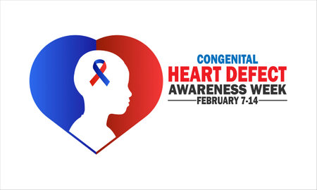 Congenital Heart Defect Awareness Week. Vector illustration. February 7-14. Suitable for greeting card, poster and banner.のイラスト素材