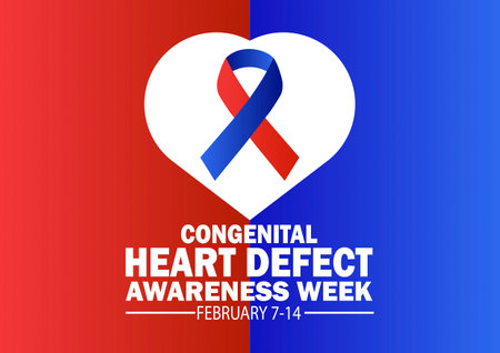 Congenital Heart Defect Awareness Week Vector illustration. February 7-14. Holiday concept. Template for background, banner, card, poster with text inscription.のイラスト素材