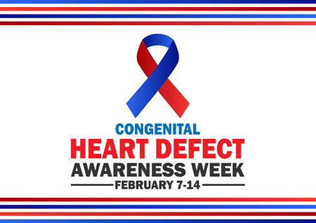 Congenital Heart Defect Awareness Week. Vector illustration. February 7-14. Holiday concept. Template for background, banner, card, poster with text inscription.のイラスト素材