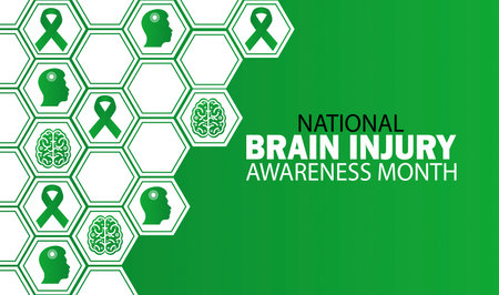 National Brain Injury Awareness Month. Holiday concept. Template for background, banner, card, poster with text inscription. Vector illustrationのイラスト素材
