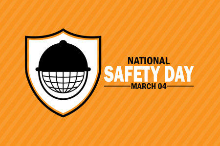 National Safety Day. March 04. Holiday concept. Template for background, banner, card, poster with text inscription. Vector illustrationのイラスト素材