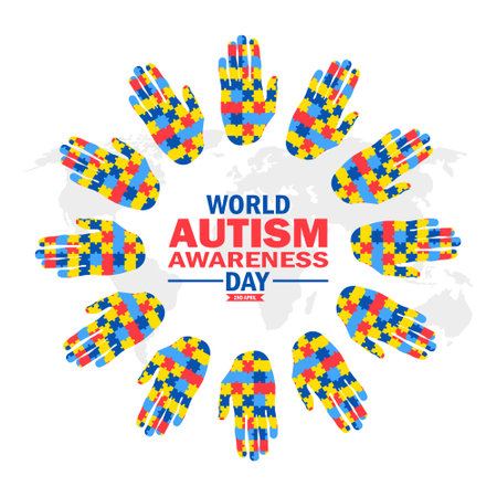 World Autism Awareness Day Vector Template Design Illustration. 2nd April. Suitable for greeting card, poster and bannerのイラスト素材