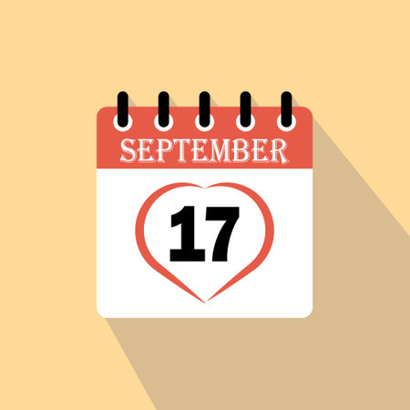 Icon calendar day - 17 September. 17th days of the month, vector illustration.のイラスト素材